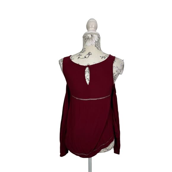 Lovers + Friends Red Cold Shoulder Long Sleeve Top Size M - Picture 3 of 8